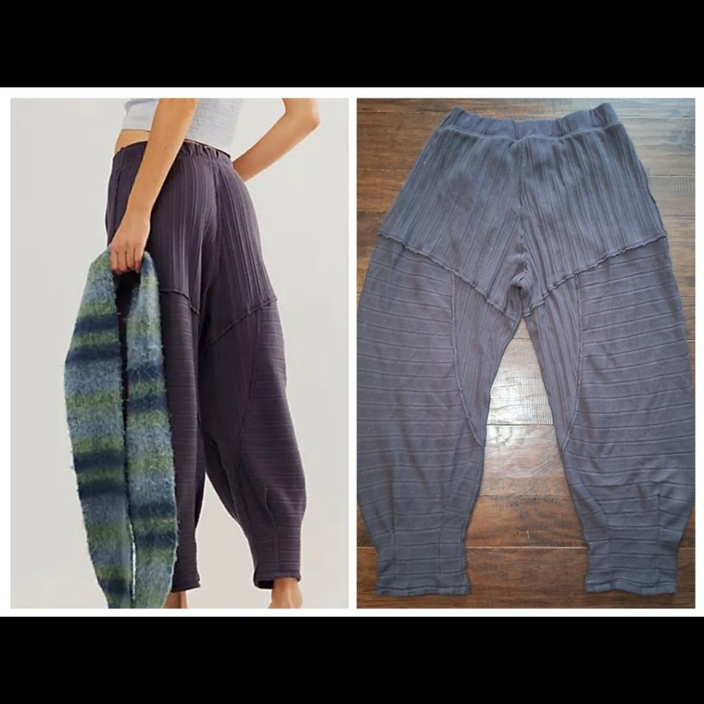 Free People FP Movement Good Feels Ribbed Harem Joggers Black Pearl Womens Small - Picture 3 of 10